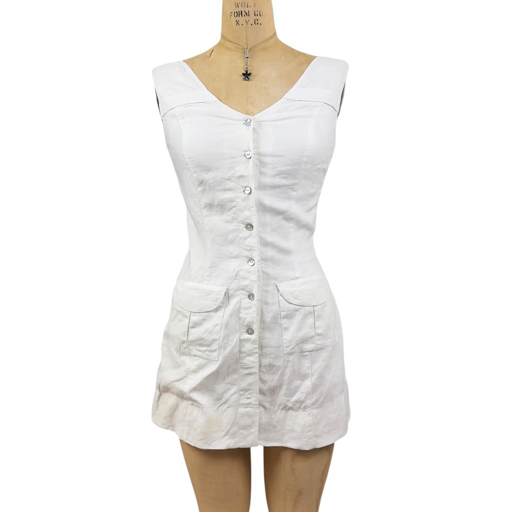 bp white button-front VINTAGE mini dress